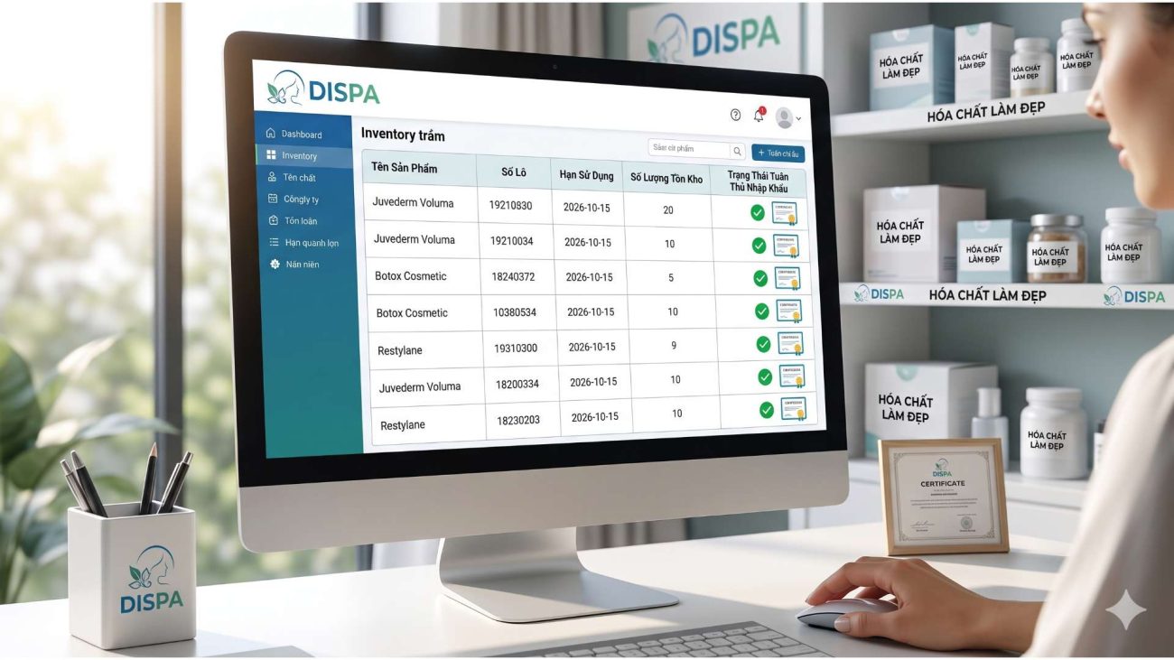 Phần mềm quản lý kho hóa chất làm đẹp của DISPA