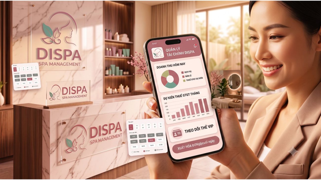 Ứng dụng DISPA hỗ trợ bóc tách doanh thu và quản lý thuế giá trị gia tăng dịch vụ spa tự động
