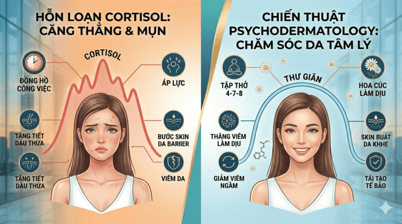 Ảnh hưởng của việc căng thẳng đến làn da của bạn