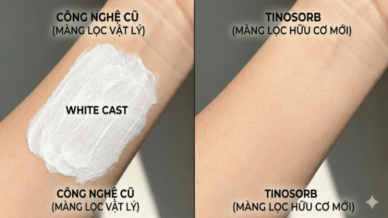 Công nghệ màng lọc chống nắng thế hệ mới Tinosorb không để lại vệt trắng