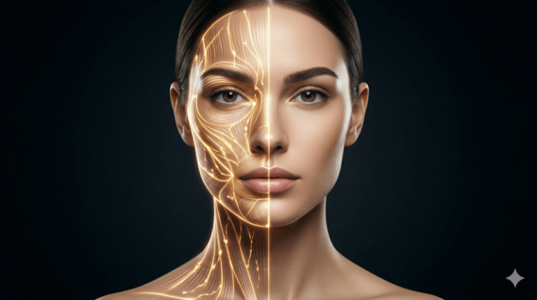 Kết quả thanh thoát và thon gọn của gương mặt sau thời gian kiên trì thực hành Face Yoga và Gua Sha kết hợp chu trình phục hồi da