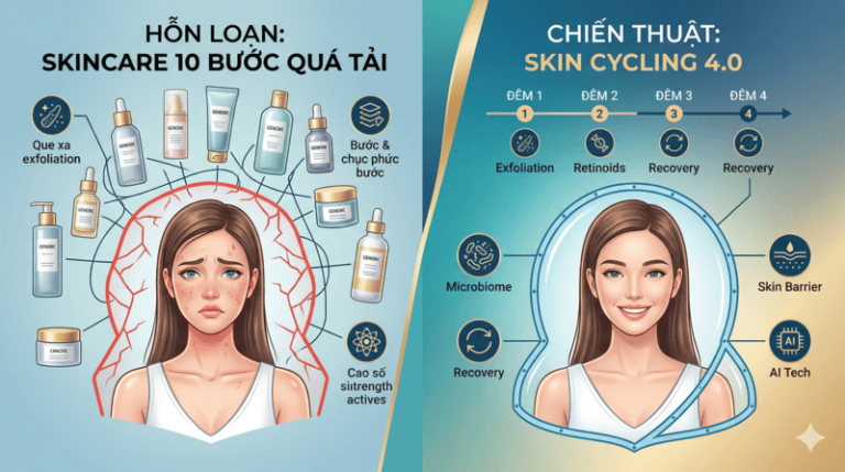 So sánh Skincare 10 Bước Quá Tải vs. Skin Cycling 4.0 Chiến thuật