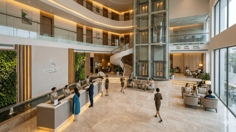 Không gian sang trọng của một chuỗi spa quy mô lớn đang được vận hành trơn tru